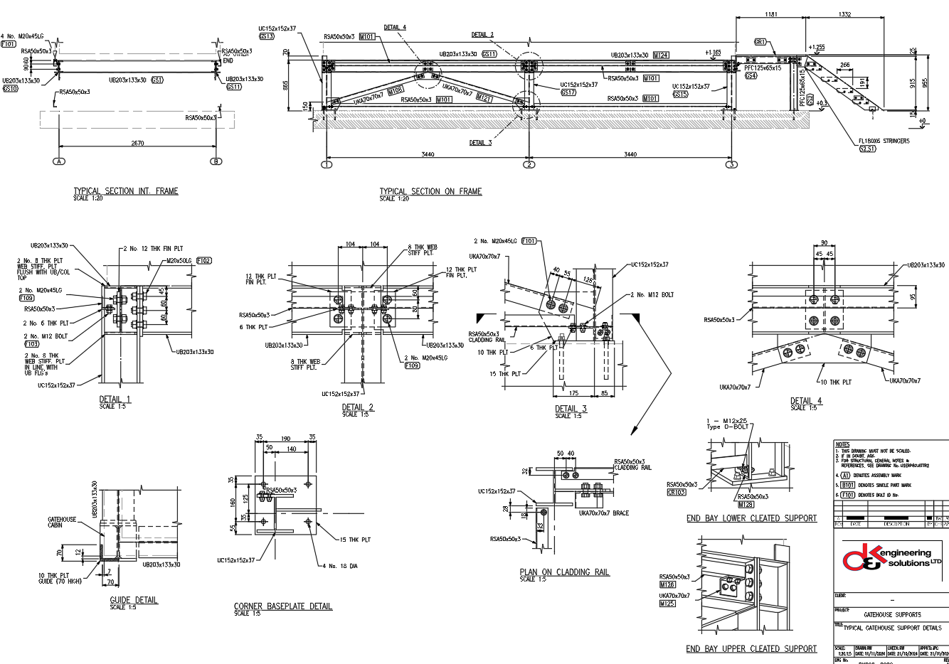Fabrication drawing of gatehouse supports