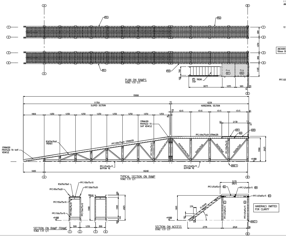 Fabrication drawing of lorry wash ramp