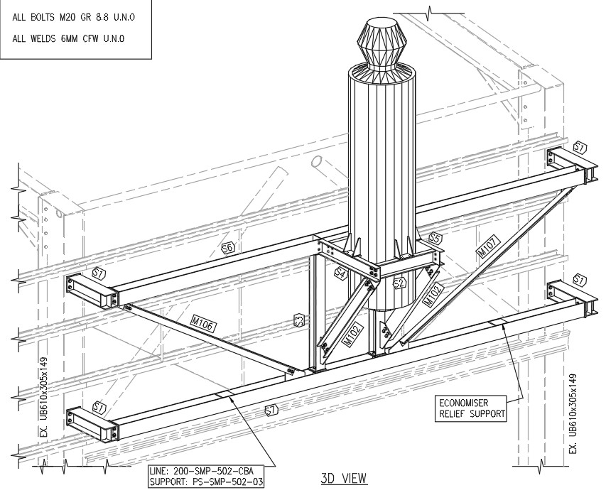 Fabrication drawing of silencer support