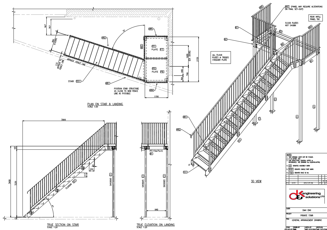 Fabrication drawing of replacement stair